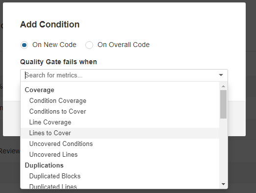 CURVC DevOps > SonarQube 메뉴 - Quality Gates > image2022-7-15_15-38-37.png