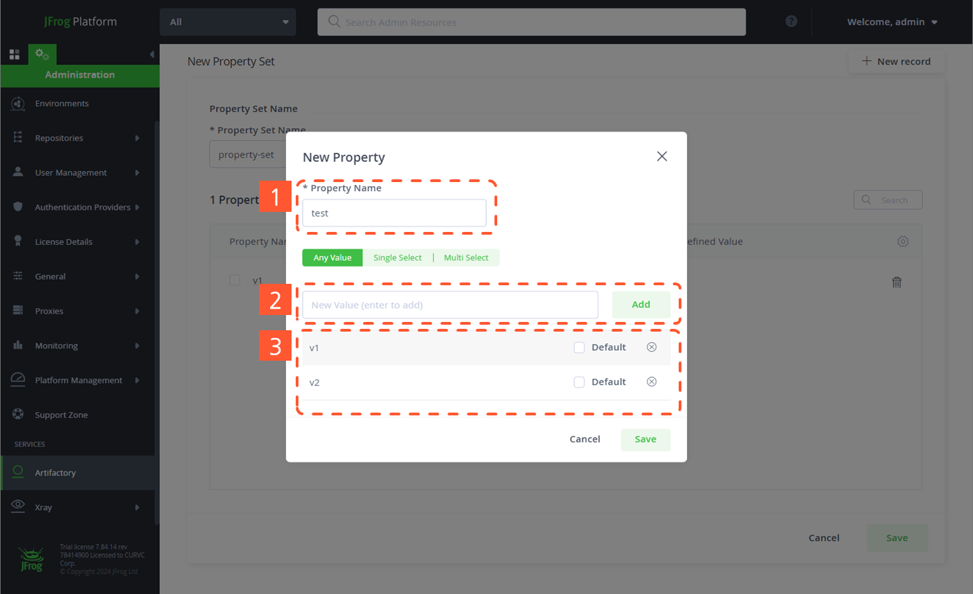 CURVC DevOps > JFrog Artifactory 속성(Property)과 속성 세트 관리하기 > image-2024-8-26_13-17-20-1.png