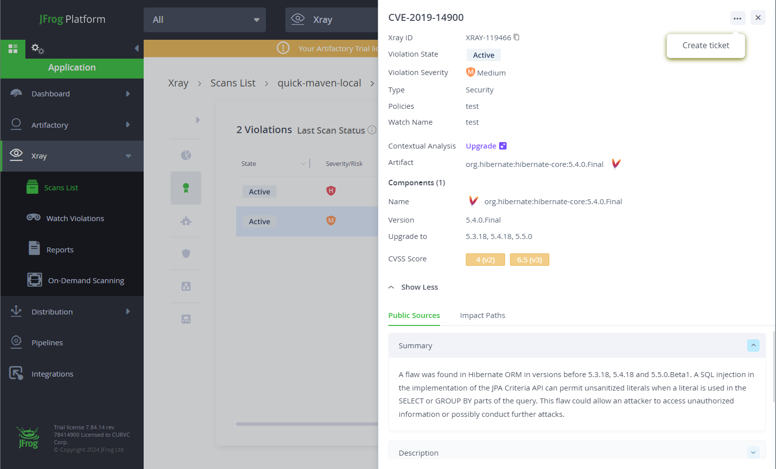 CURVC DevOps > JFrog Xray와 Jira 통합하기 > image-2024-10-2_15-51-33.png
