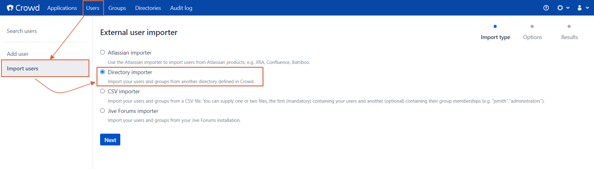 CURVC DevOps > Crowd 디렉토리에서 다른 디렉토리로 사용자 가져오기 > image2022-4-15_16-35-0.png